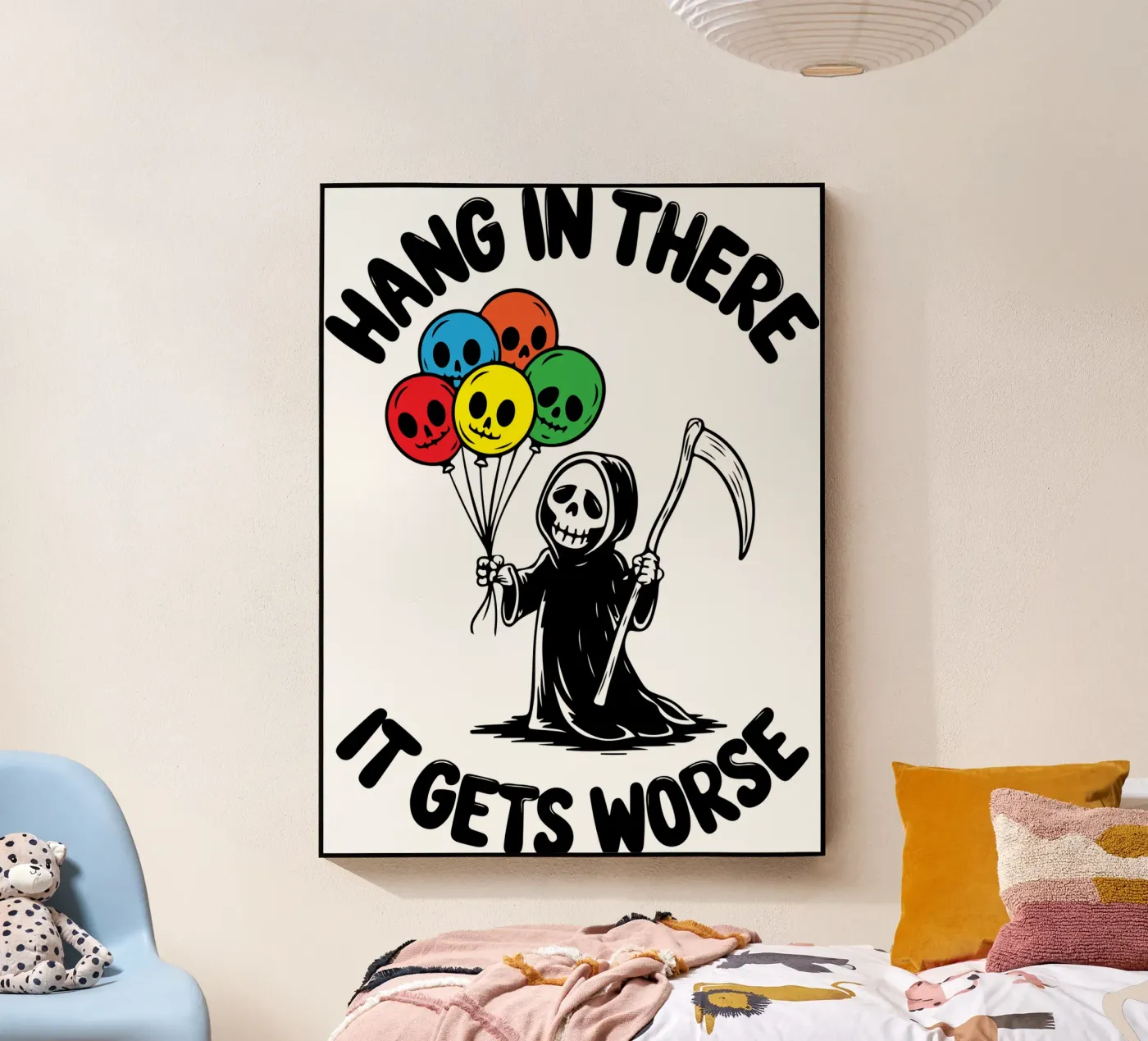 hang in there skeleton plexiglass da tanabaroo
