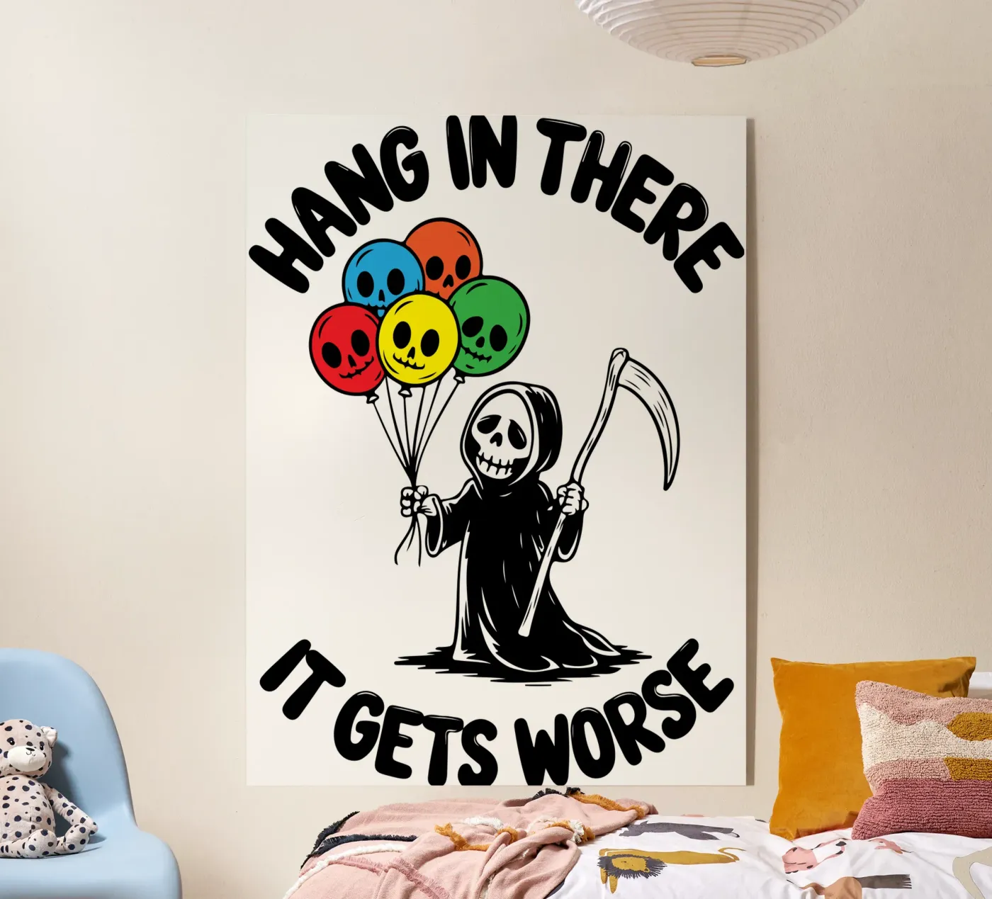 hang in there skeleton plexiglass da tanabaroo