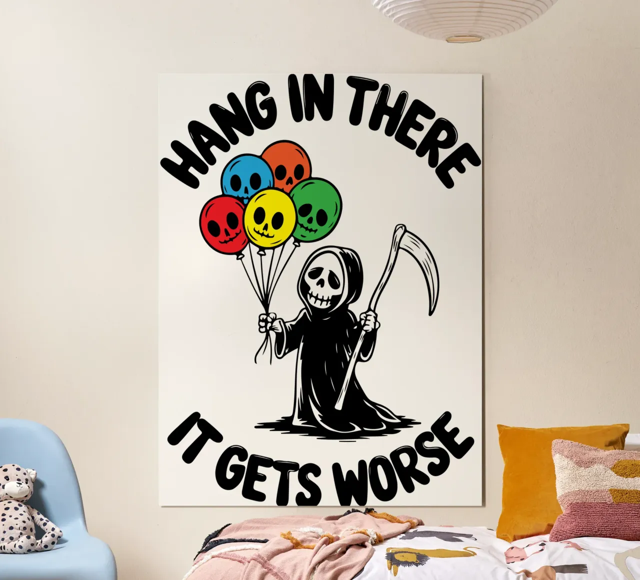 tieni duro scheletro poster da tanabaroo