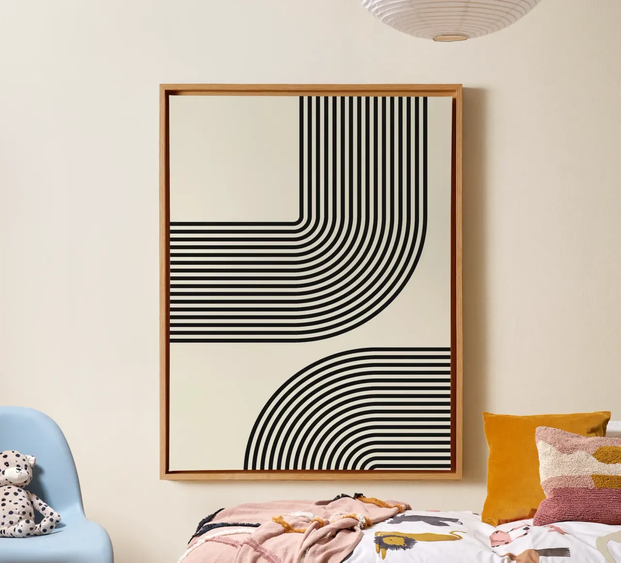 Abstract and geometric canvas with Floater frame by Anna Müller