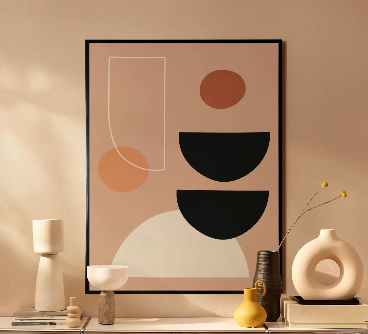 Forme geometriche poster con telaio in legno da Anna Müller
