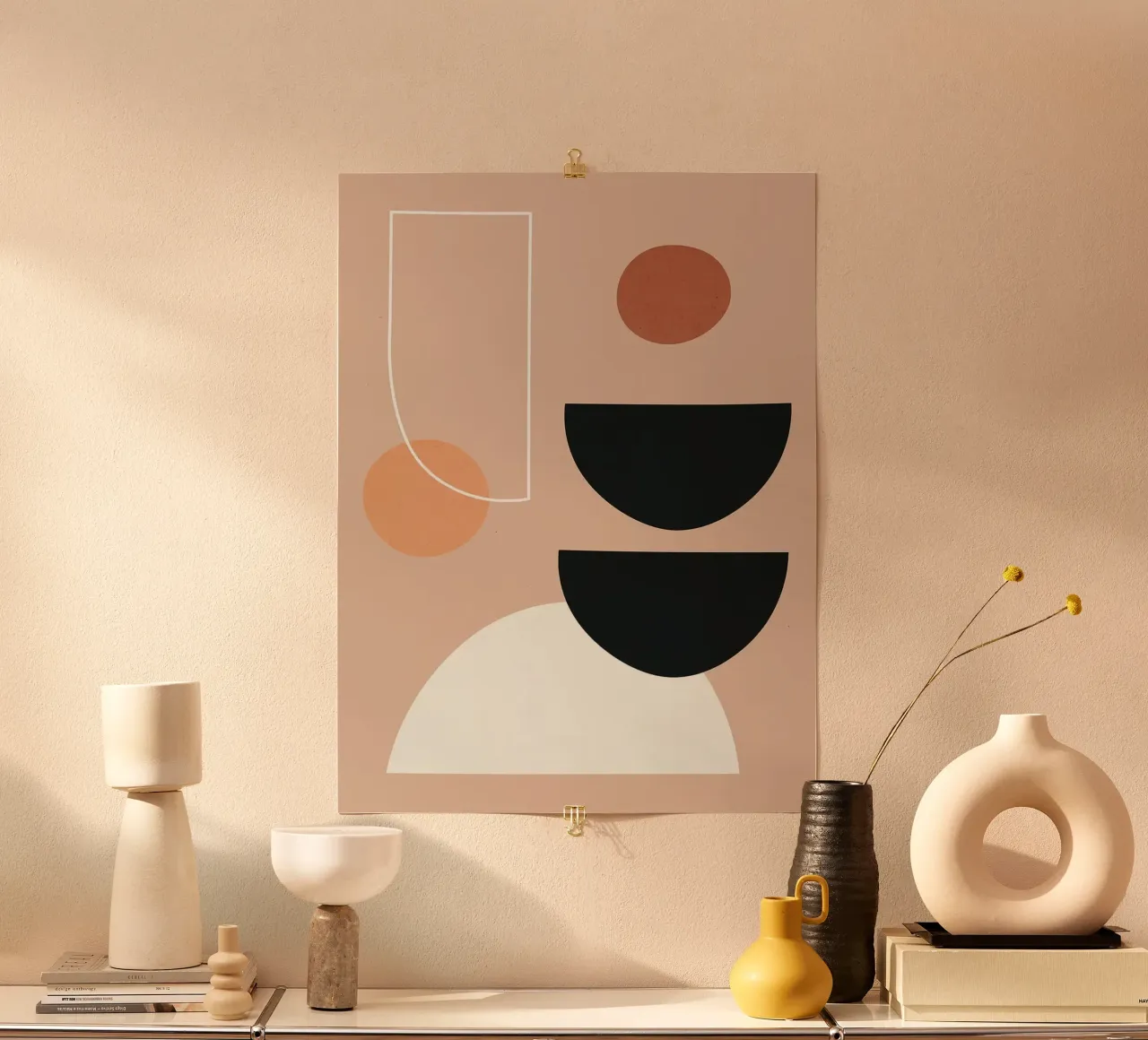 Forme geometriche poster con telaio in legno da Anna Müller