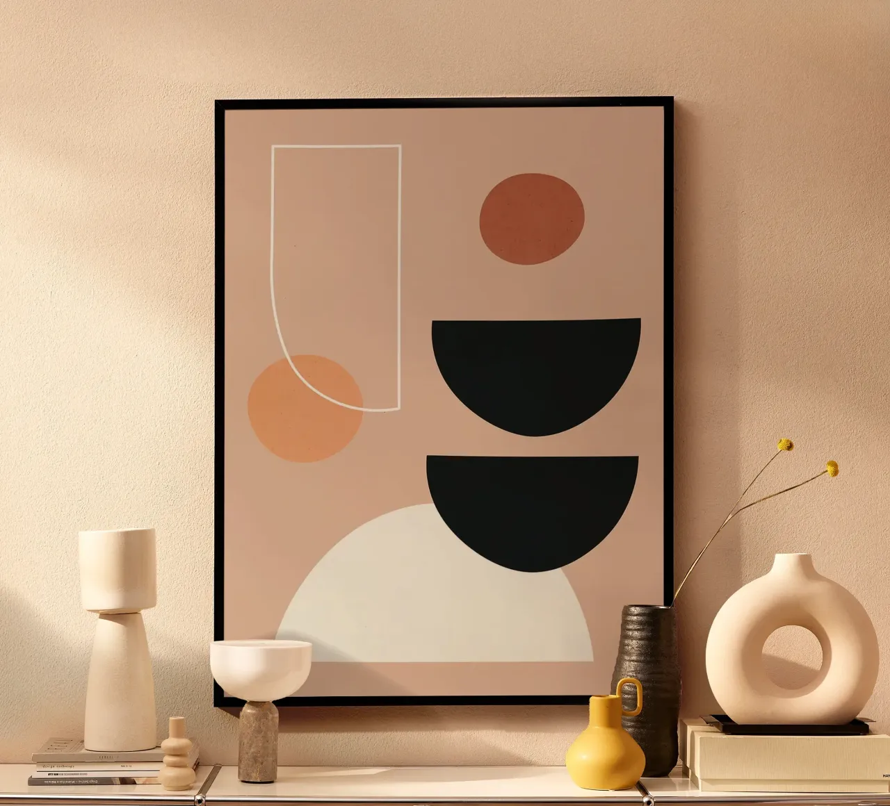 Forme geometriche poster con telaio in legno da Anna Müller