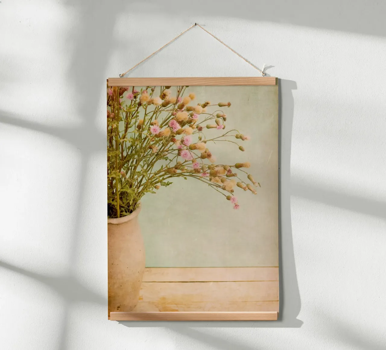 still life with thistles poster with wooden frame by Visuelle Poesie am Wegesrand