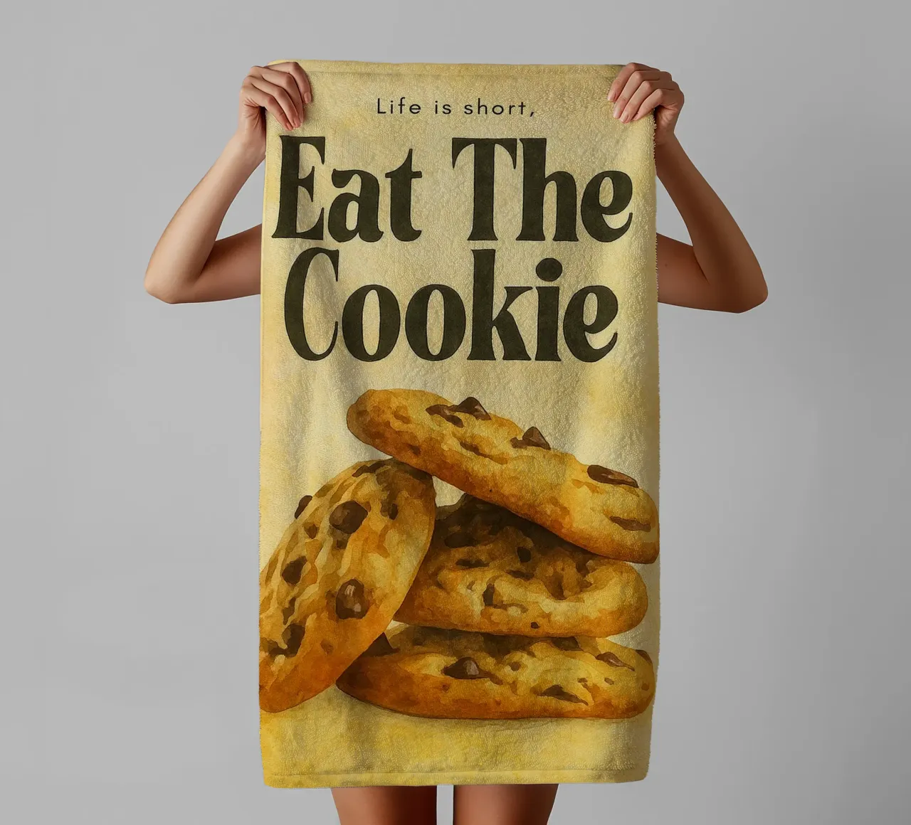het leven is kort eet de koekjes badhanddoek van tanabaroo