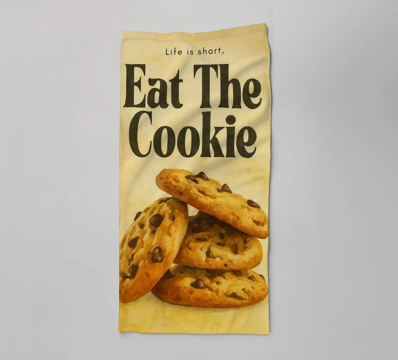 het leven is kort eet de koekjes badhanddoek van tanabaroo