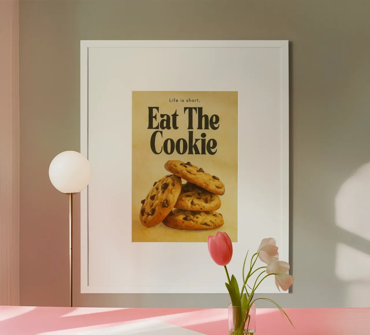 het leven is kort eet de koekjes poster van tanabaroo