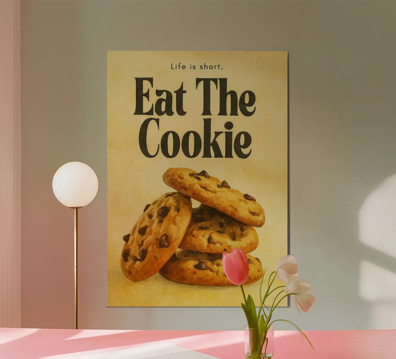 het leven is kort eet de koekjes poster van tanabaroo