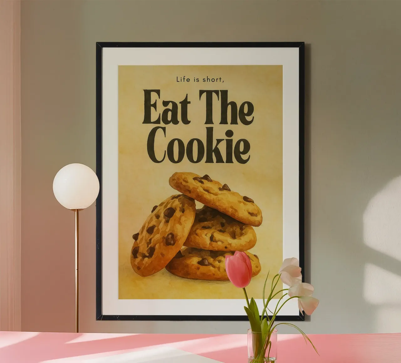 het leven is kort eet de koekjes poster van tanabaroo