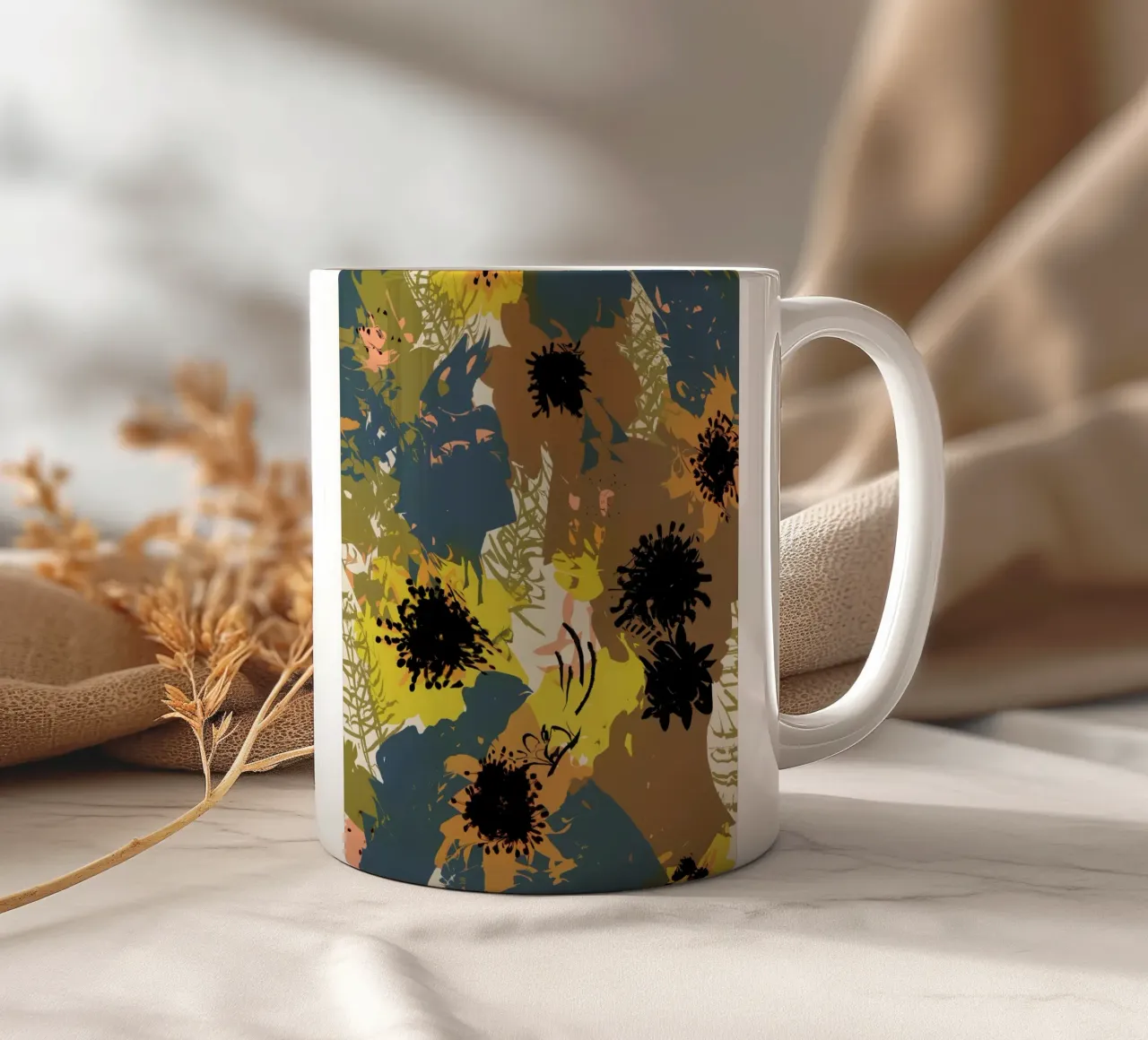 Fiori giallo ocra tazza in ceramica da 83oranges