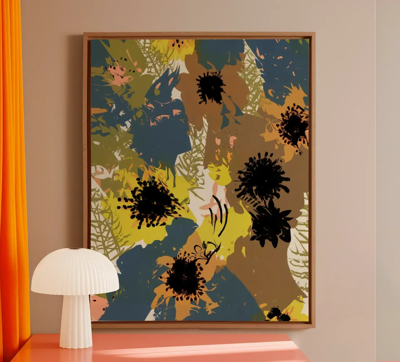 Fiori giallo ocra tela con Cornice a cassetta da 83oranges