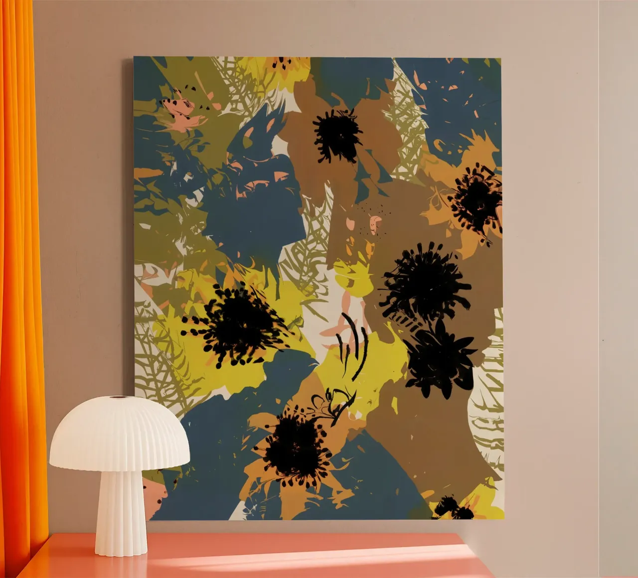 Fiori giallo ocra tela con Cornice a cassetta da 83oranges