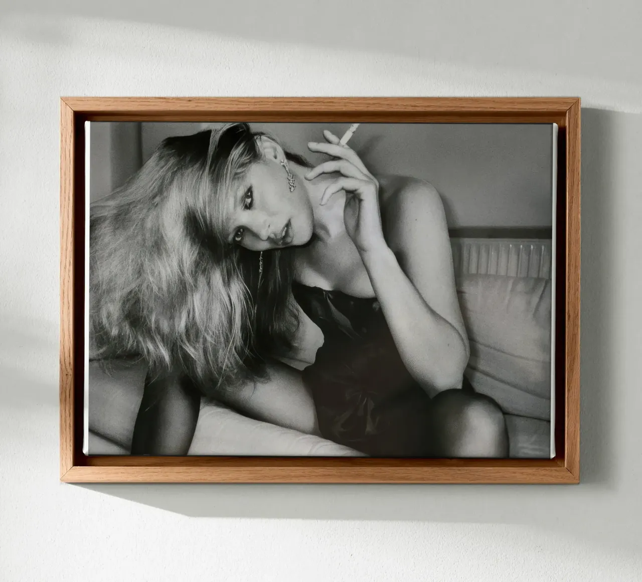 Kate Moss cigarette 01 canvas with Floater frame by vintgeseyn