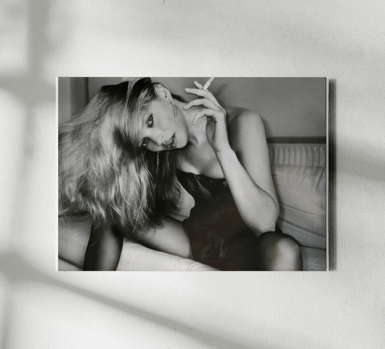 Kate Moss cigarette 01 canvas with Floater frame by vintgeseyn
