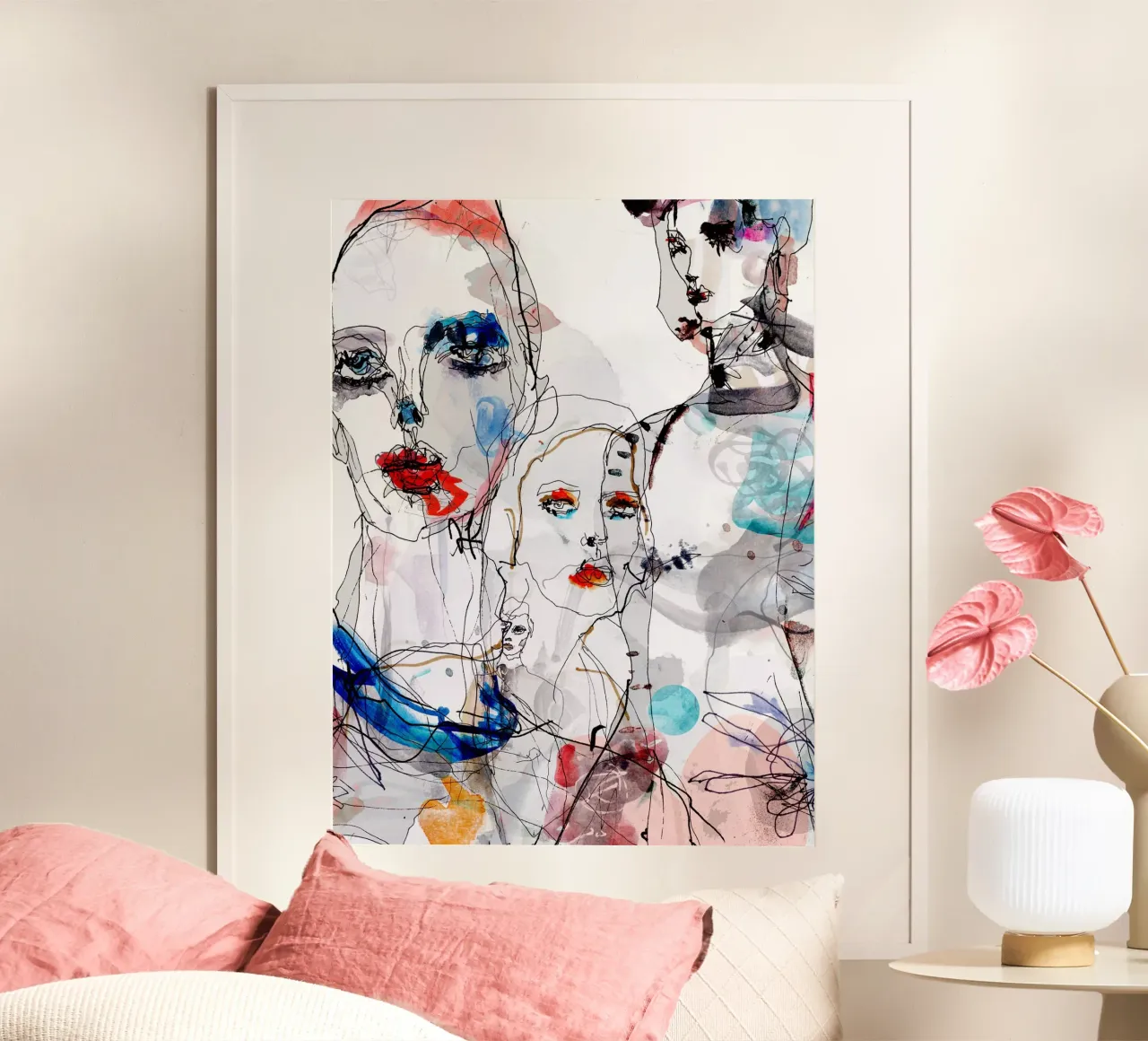 volti della moda poster con telaio in alluminio da k i m