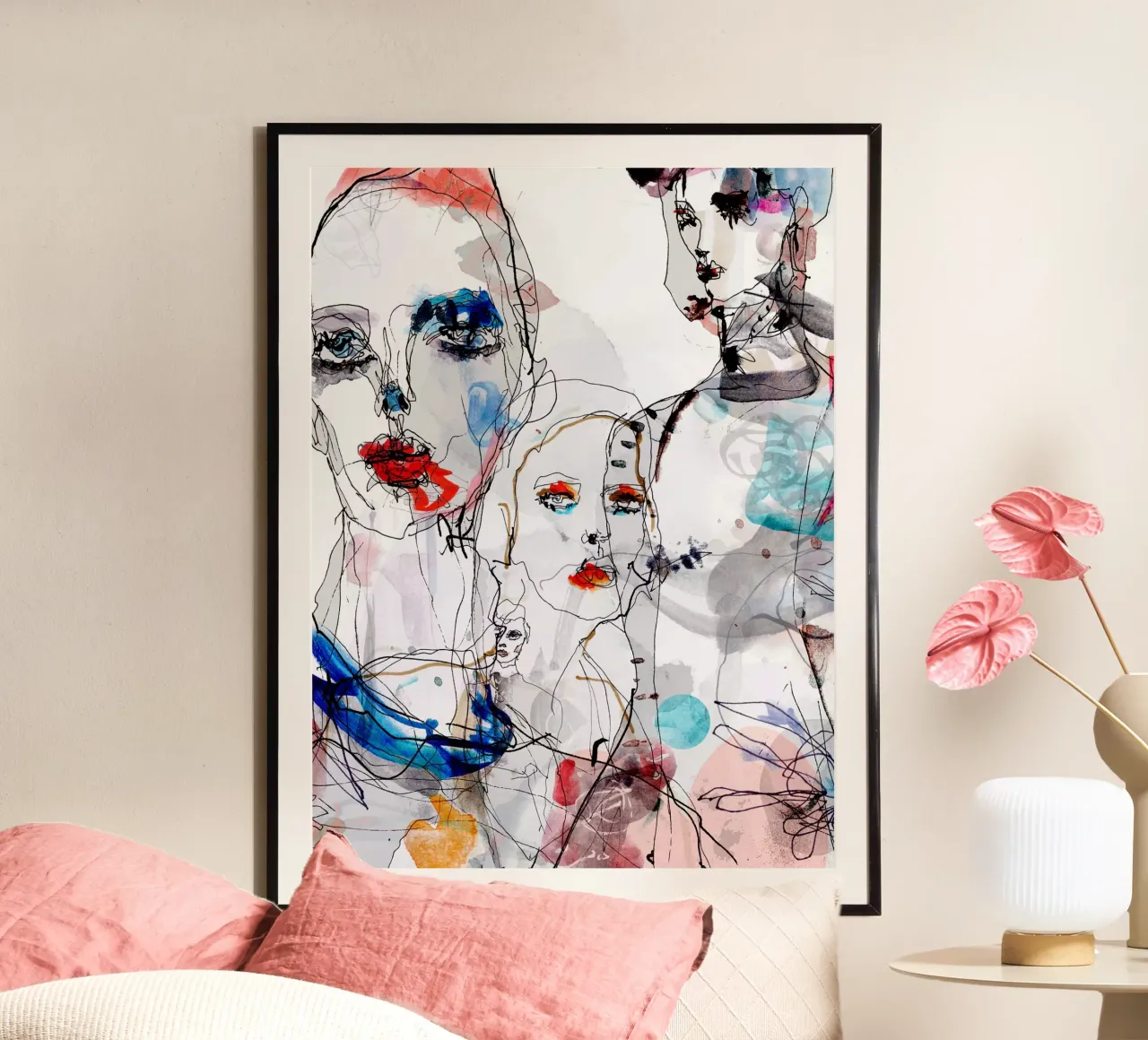 volti della moda poster con telaio in alluminio da k i m