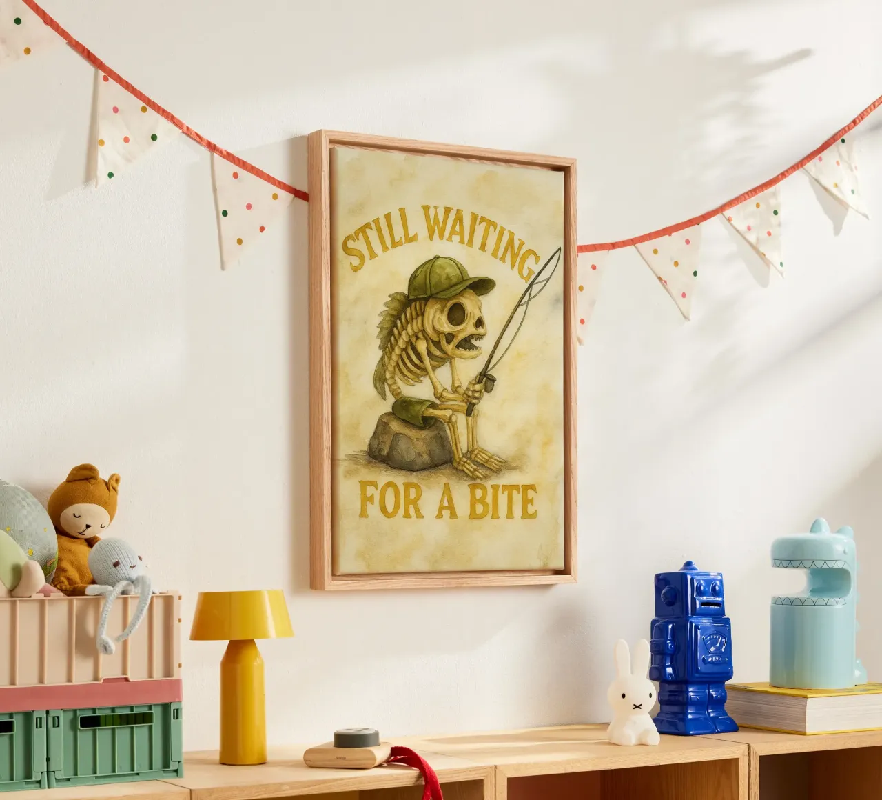 still waiting for a bite funny fishing fish canvas with Floater frame by tanabaroo