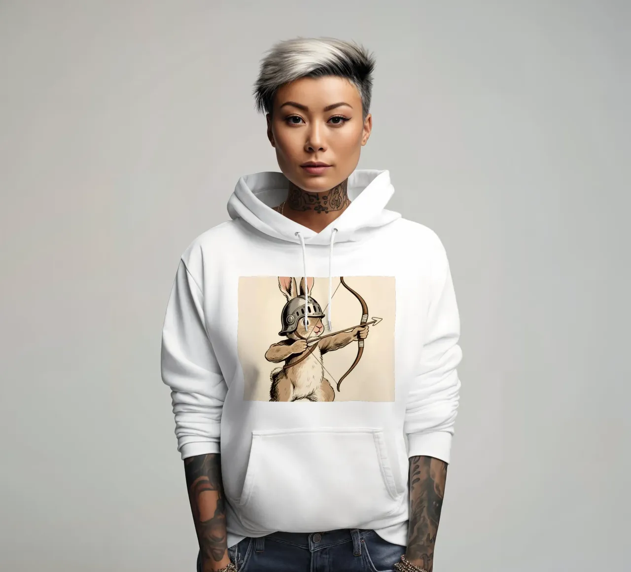 Rabbit Archer felpa con cappuccio da knowledge
