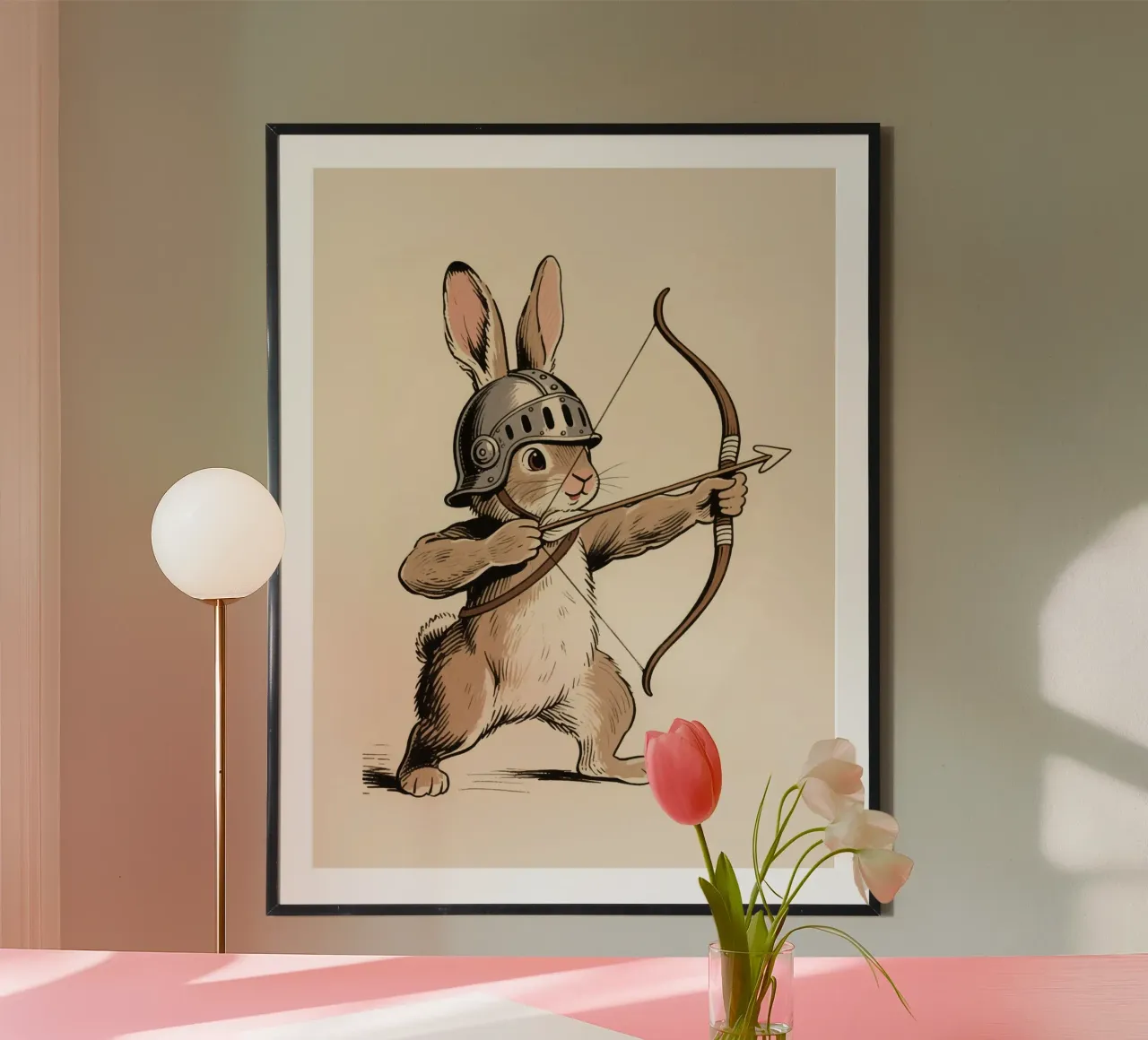 Rabbit Archer poster con telaio in plastica da knowledge