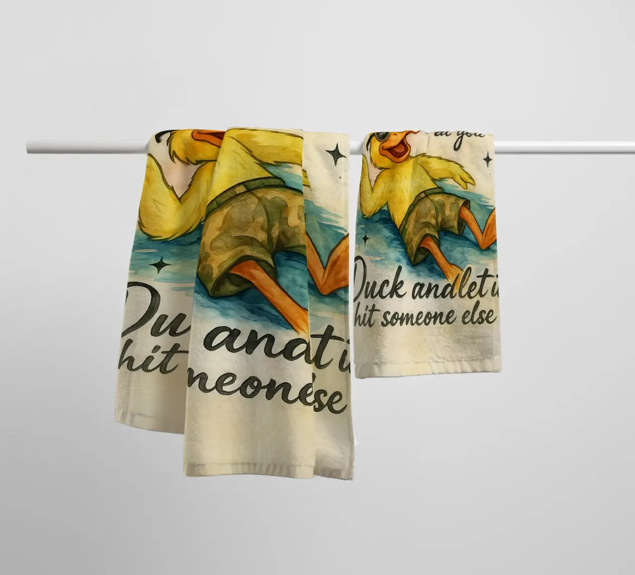 whatever life throws at you funny duck towel by tanabaroo