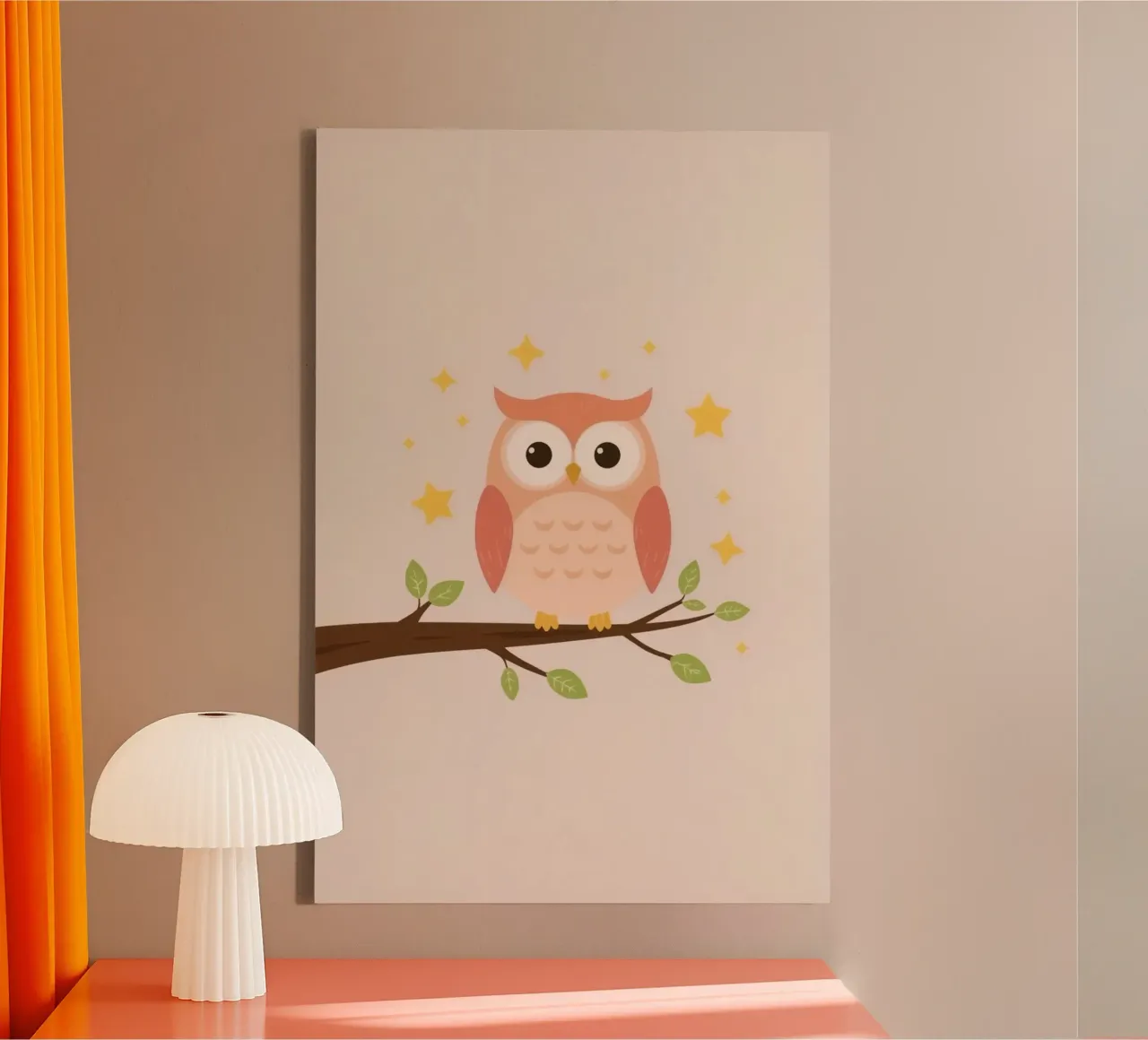 Simpatico gufo dei cartoni animati su un ramo con le stelle tela con Cornice a cassetta da DesignDoodle