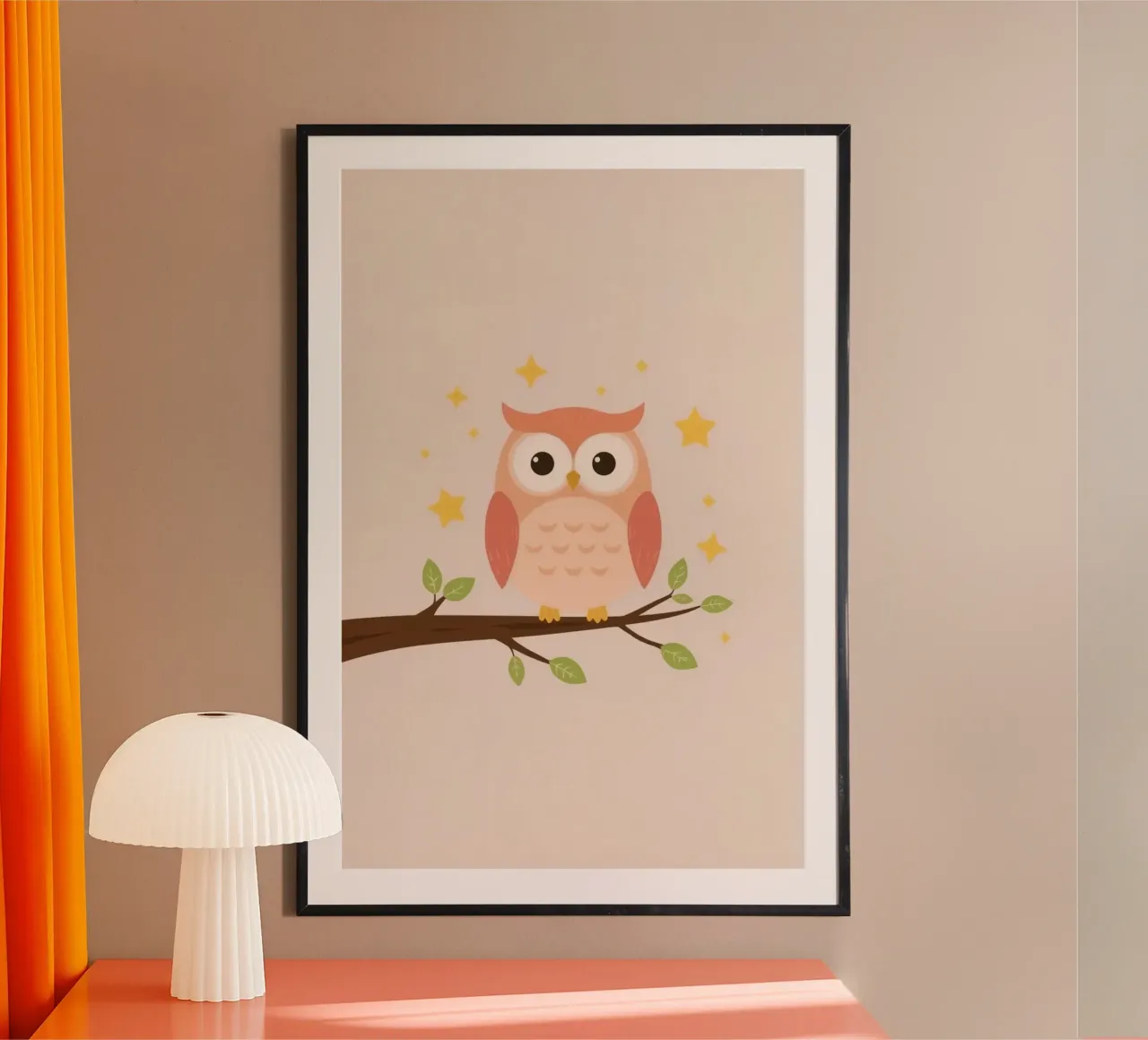 Niedliche Cartoon-Eule auf Zweig mit Sternen Poster von DesignDoodle