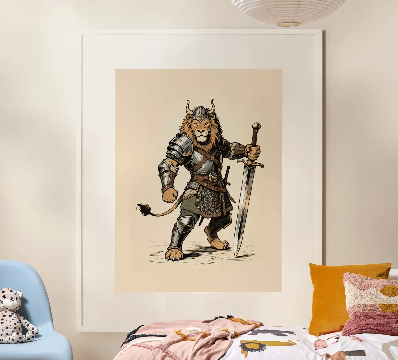Warrior Lion poster con telaio in plastica da knowledge