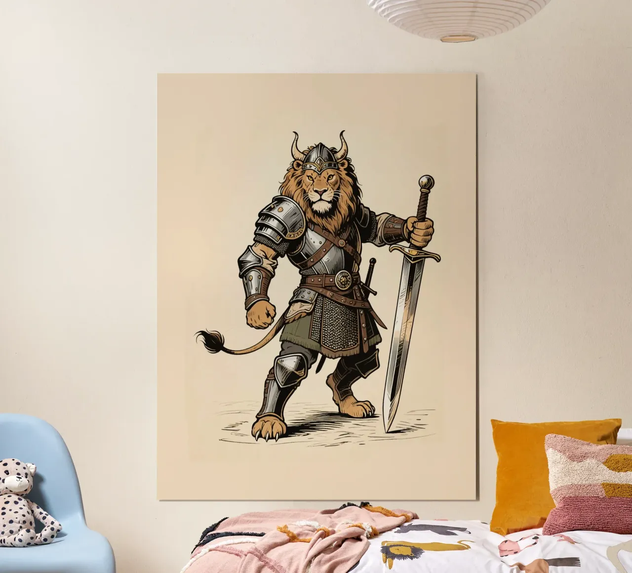 Warrior Lion poster con telaio in plastica da knowledge