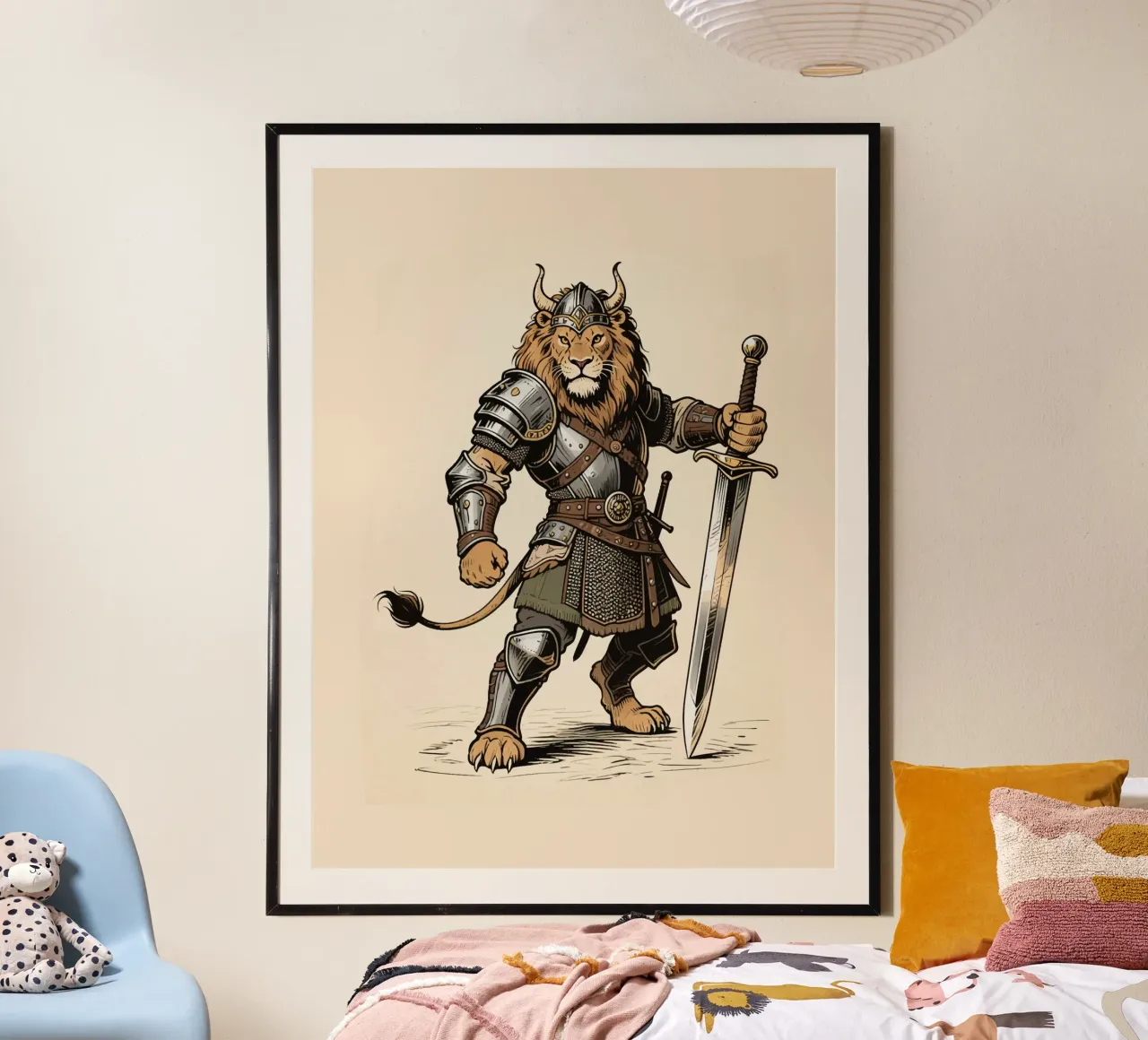Warrior Lion poster con telaio in plastica da knowledge
