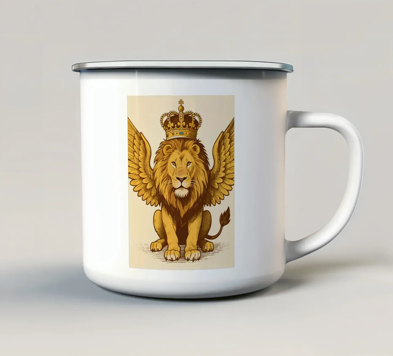 King Lion Winged tazza in smalto da knowledge