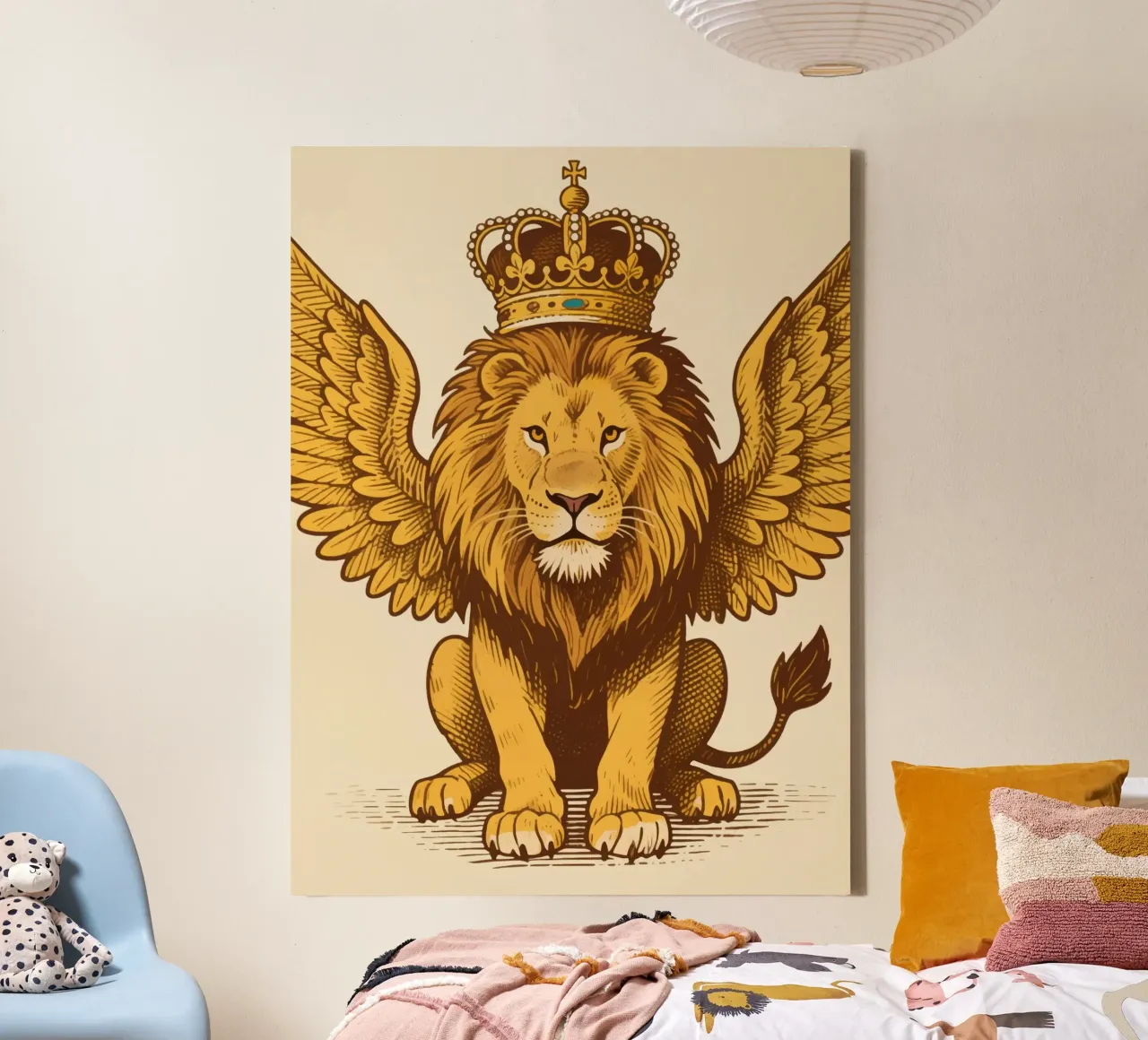 King Lion Winged Leinwand mit Schattenfugenrahmen von knowledge