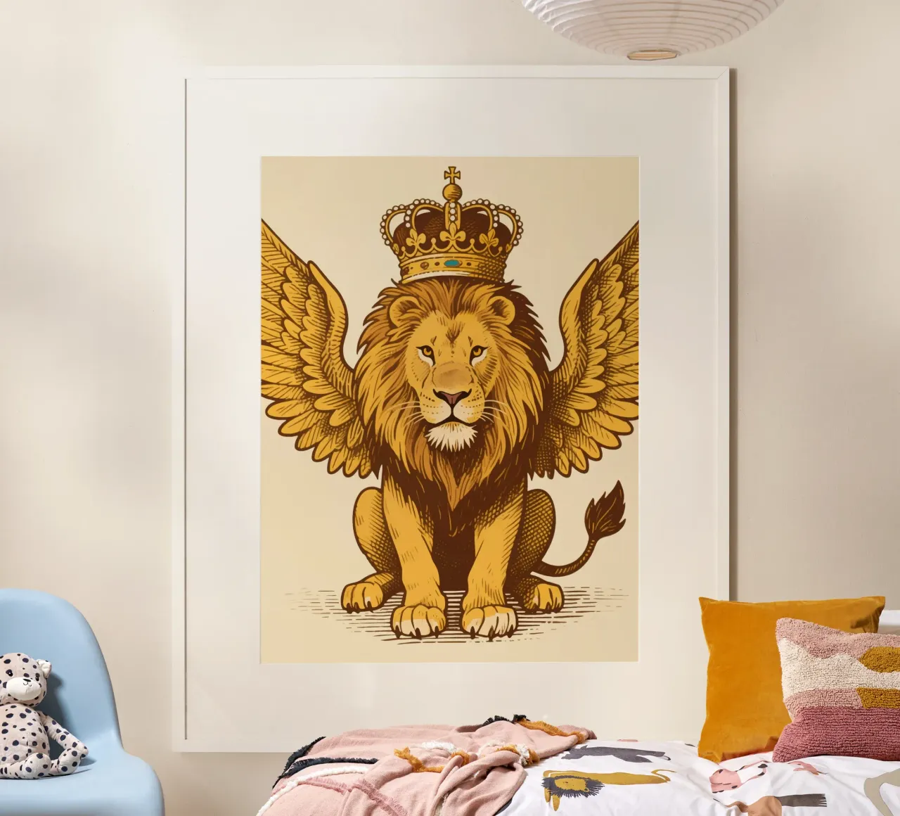 King Lion Winged poster con telaio in plastica da knowledge