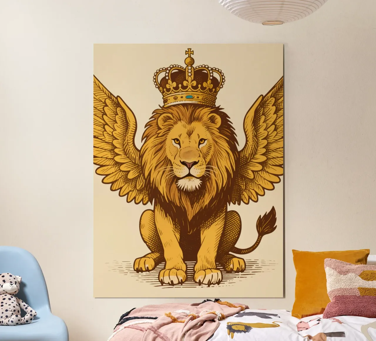 King Lion Winged poster con telaio in plastica da knowledge