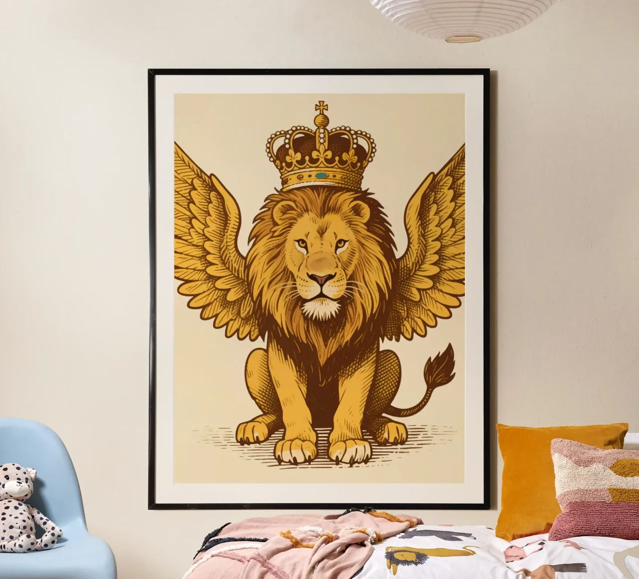 King Lion Winged poster con telaio in plastica da knowledge