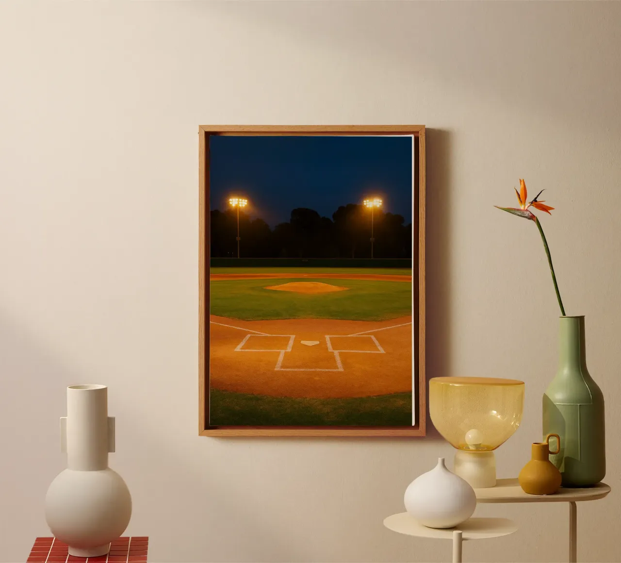 terrain de baseball la nuit vue photographie toile avec Caisse américaine de chinerei