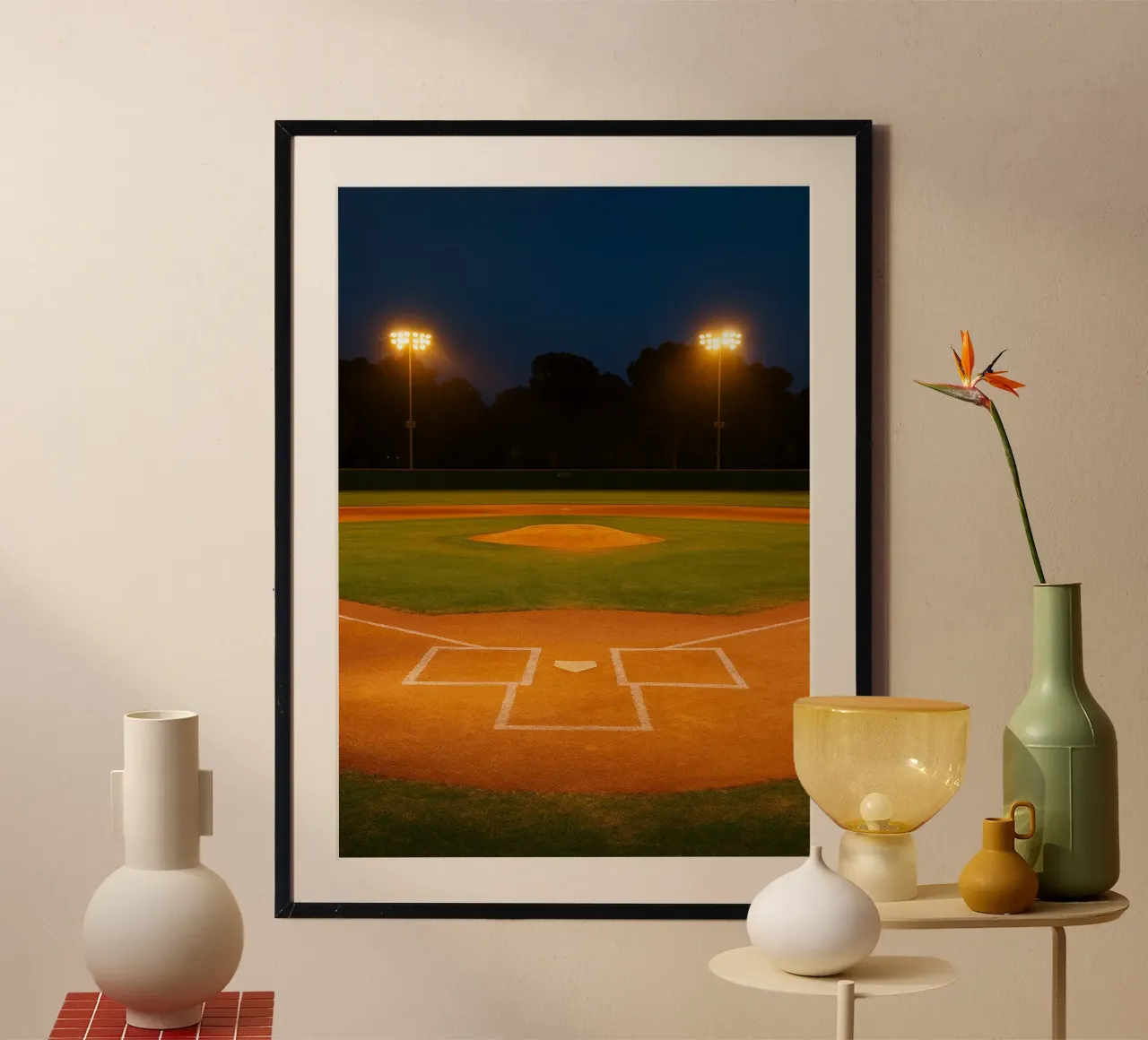 terrain de baseball la nuit vue photographie poster de chinerei