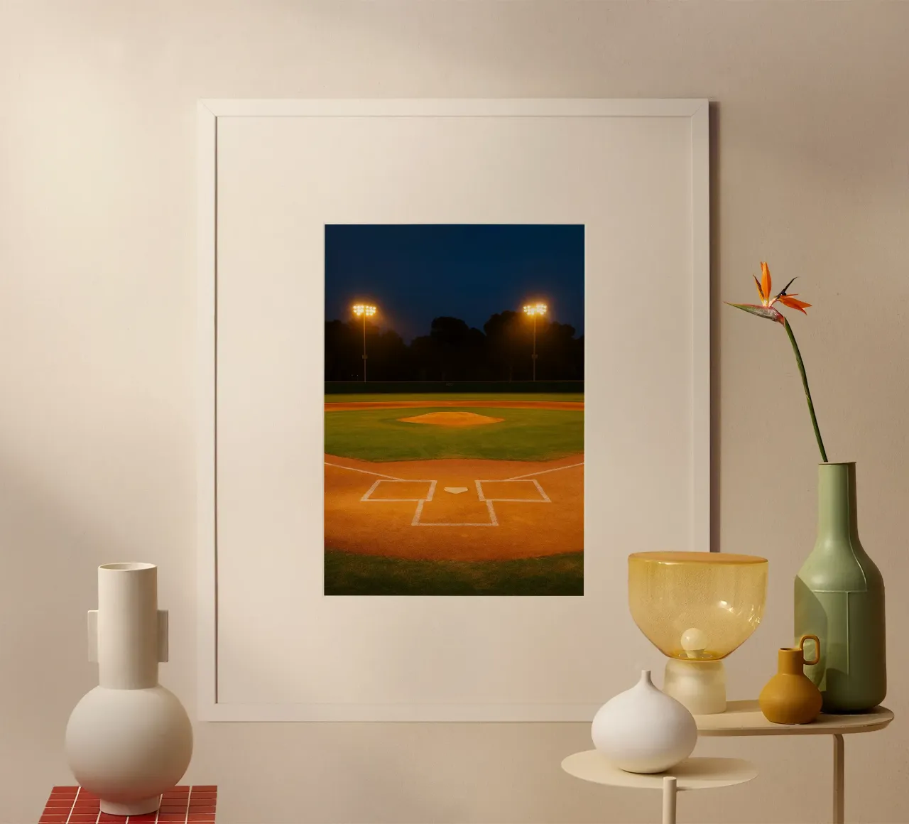 terrain de baseball la nuit vue photographie poster de chinerei