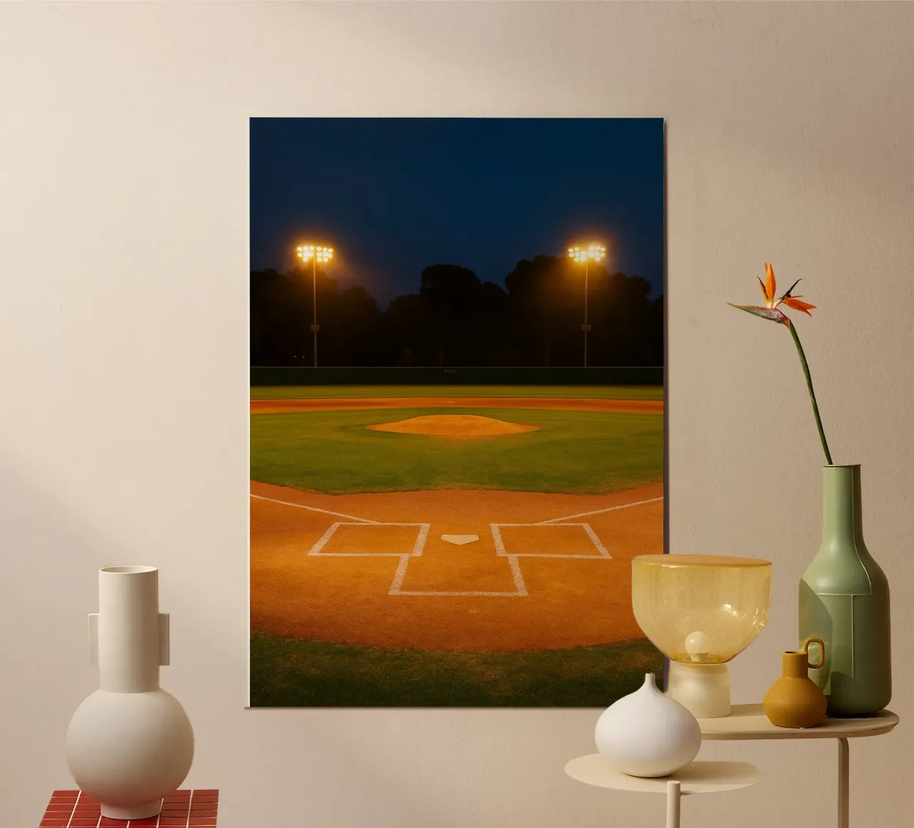 terrain de baseball la nuit vue photographie poster de chinerei