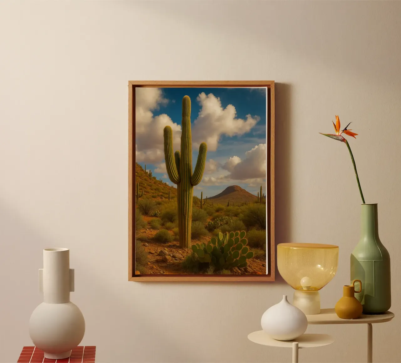 panorama naturale dei cactus tela con Cornice a cassetta da chinerei