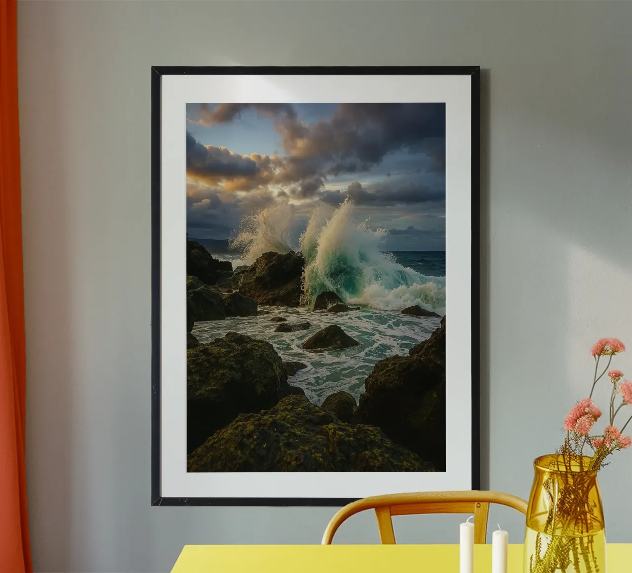 rocce costiere onde mare natura fotografia poster da chinerei