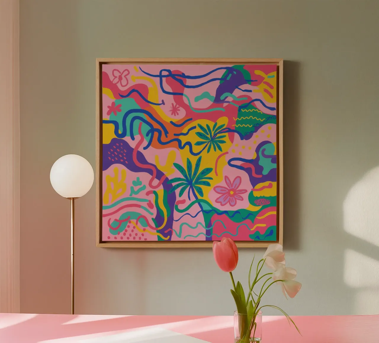 Psychedelische Oase Droom canvas met Baklijst van Enter Bloom