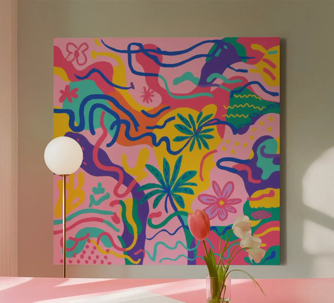 Psychedelische Oase Droom canvas met Baklijst van Enter Bloom