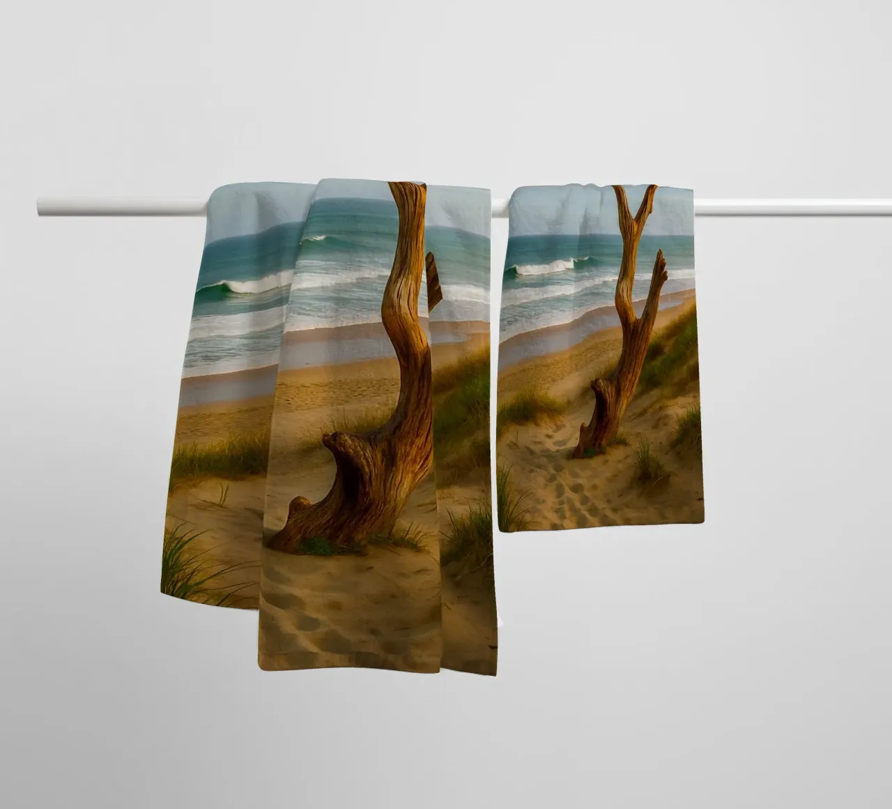 alberi secchi sulla spiaggia panorama naturale asciugamano da bagno da chinerei
