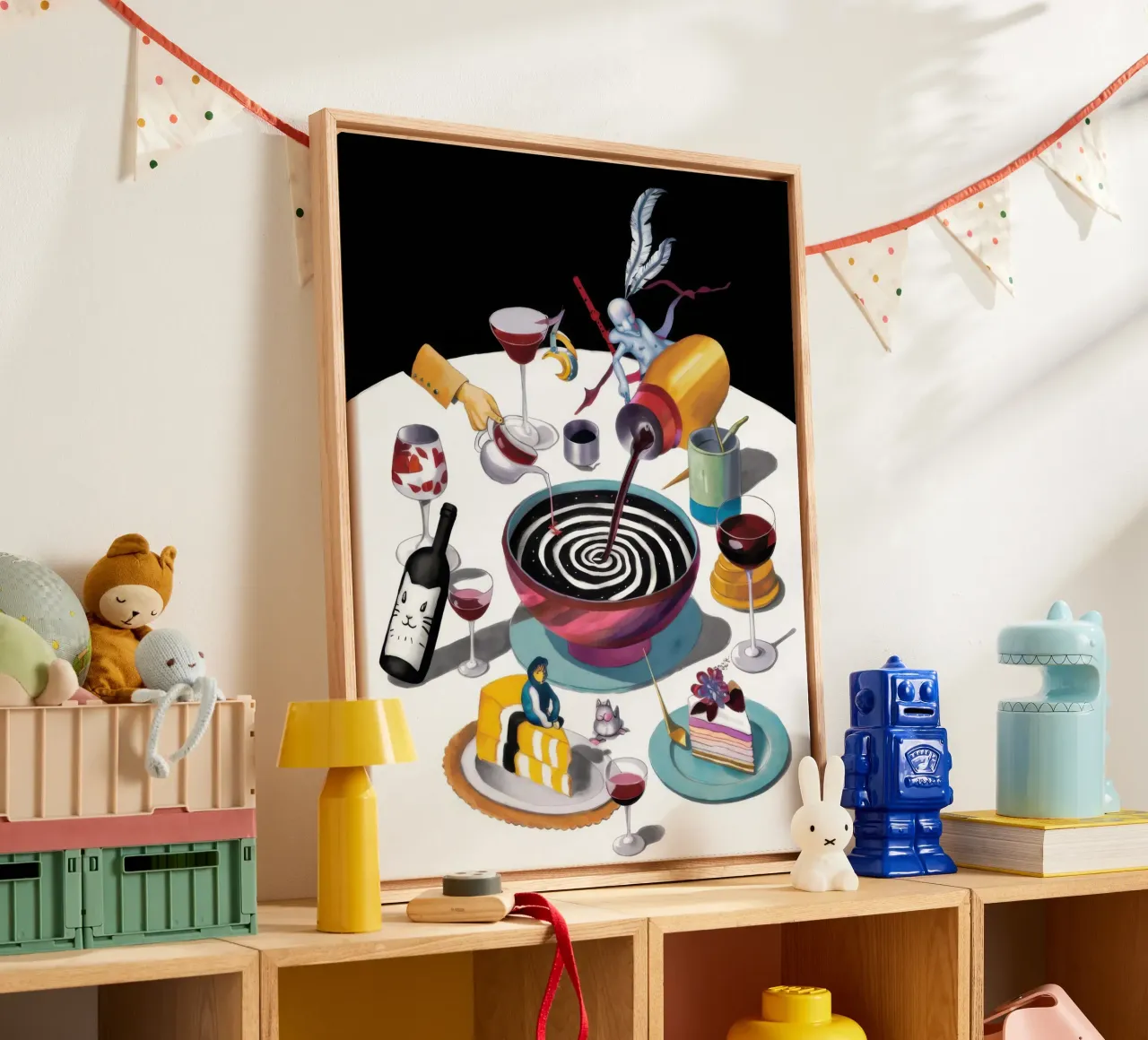 Caffeinated Chaos Contraption canvas with Floater frame by Enter Bloom