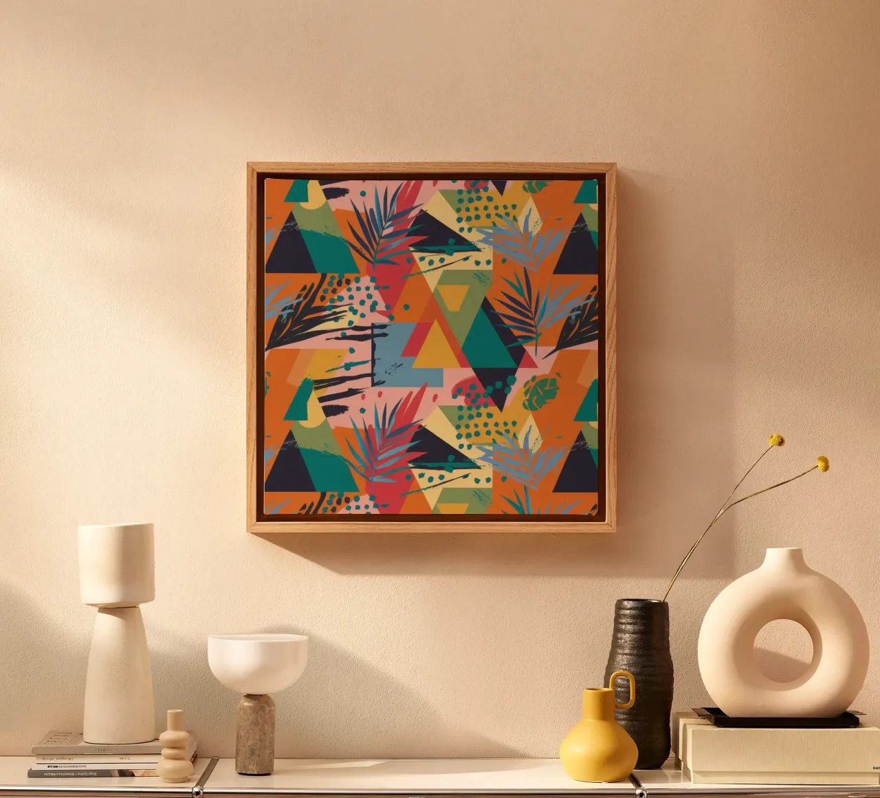 Collage di frammenti tropicali tela con Cornice a cassetta da Enter Bloom
