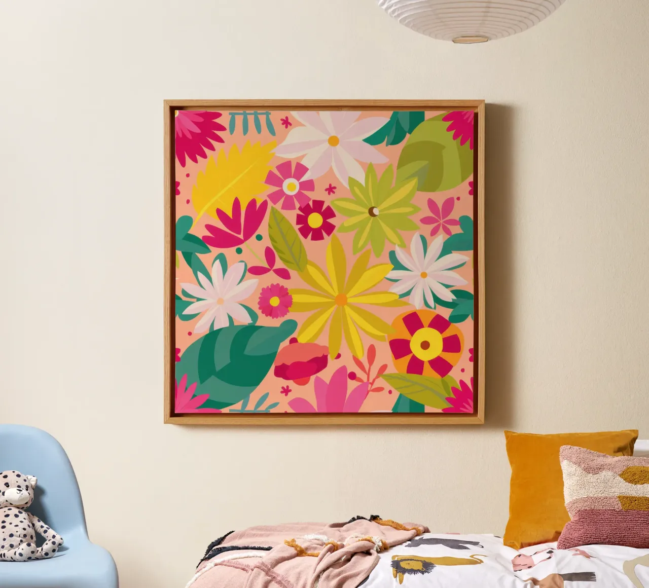 Explosive Floral Joy canvas with Floater frame by Enter Bloom