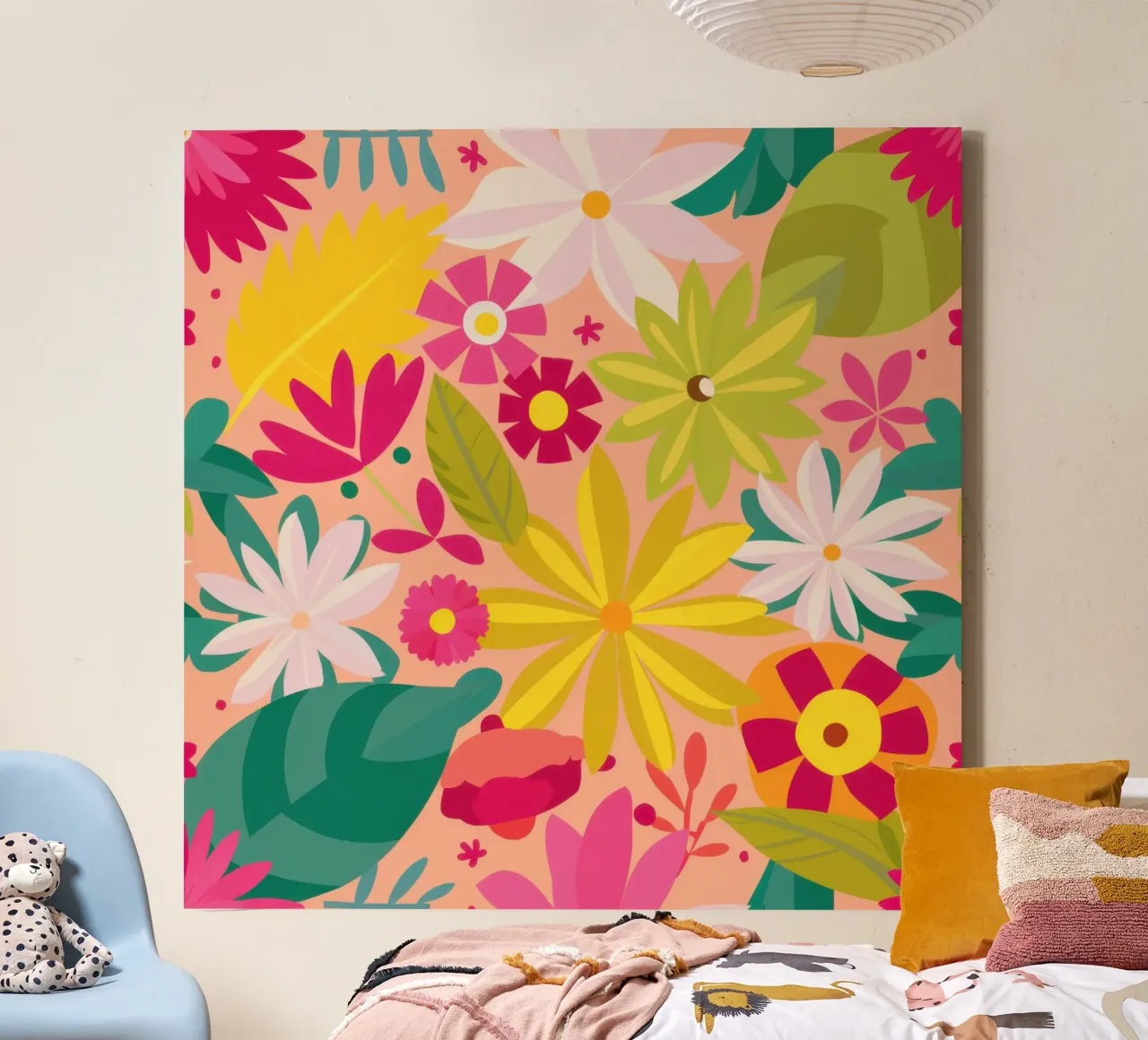 Explosive Floral Joy canvas with Floater frame by Enter Bloom