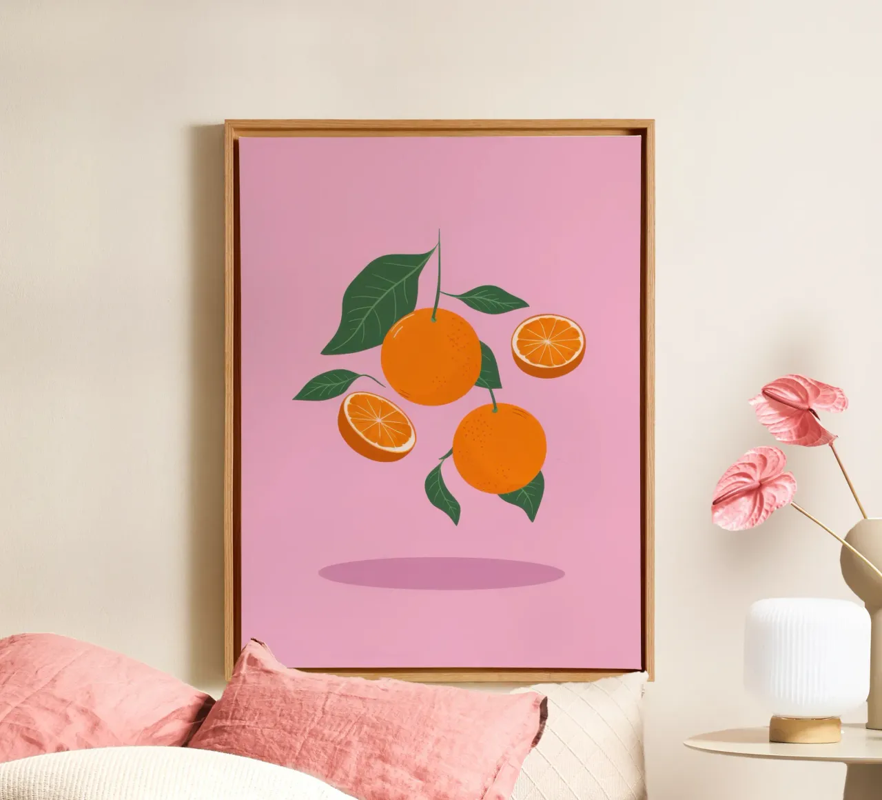 Pastel Citrus Cluster canvas with Floater frame by Enter Bloom