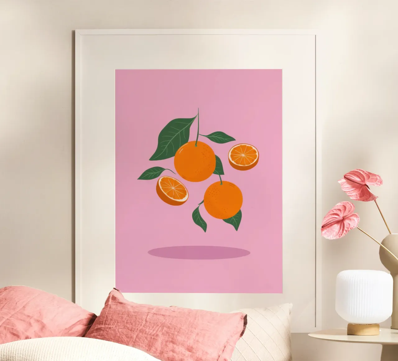 Cluster di agrumi pastello poster con telaio in legno da Enter Bloom