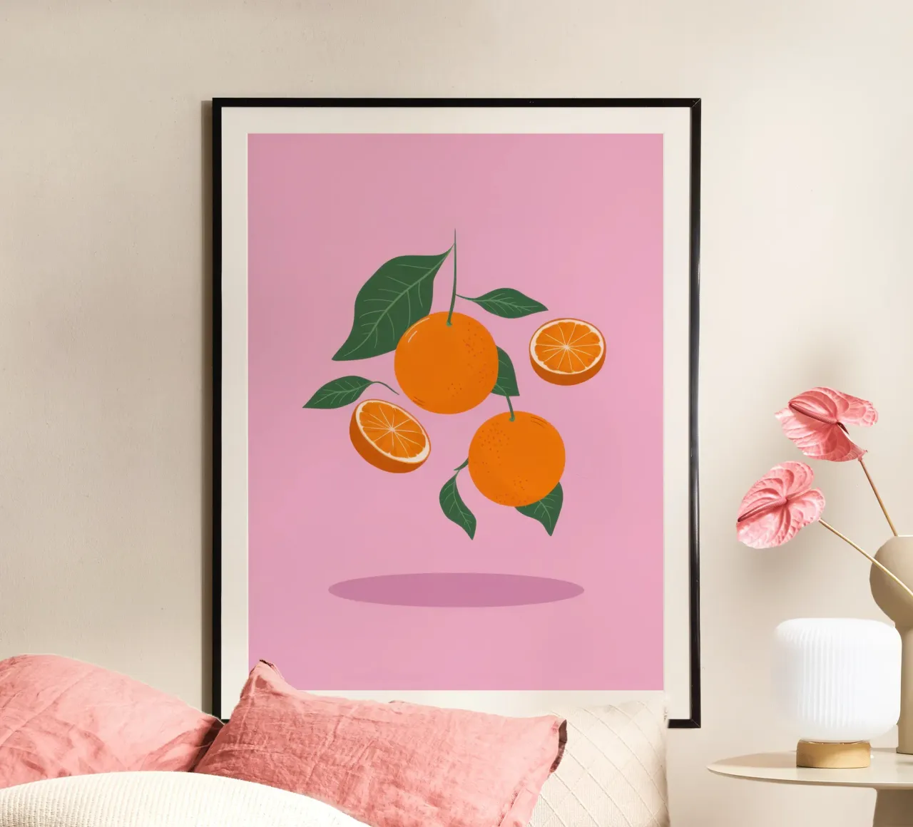 Cluster di agrumi pastello poster con telaio in legno da Enter Bloom